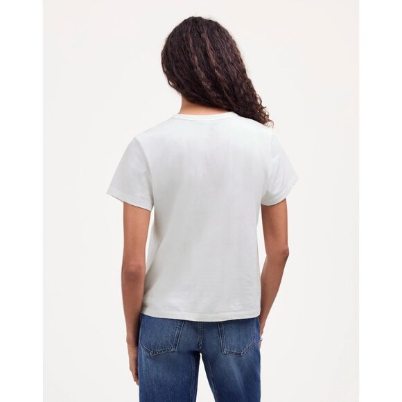 Madewell Cotton Perfect Crewneck Tee Women's Size XS Eyelet White Minimalist NWT - Picture 10 of 16